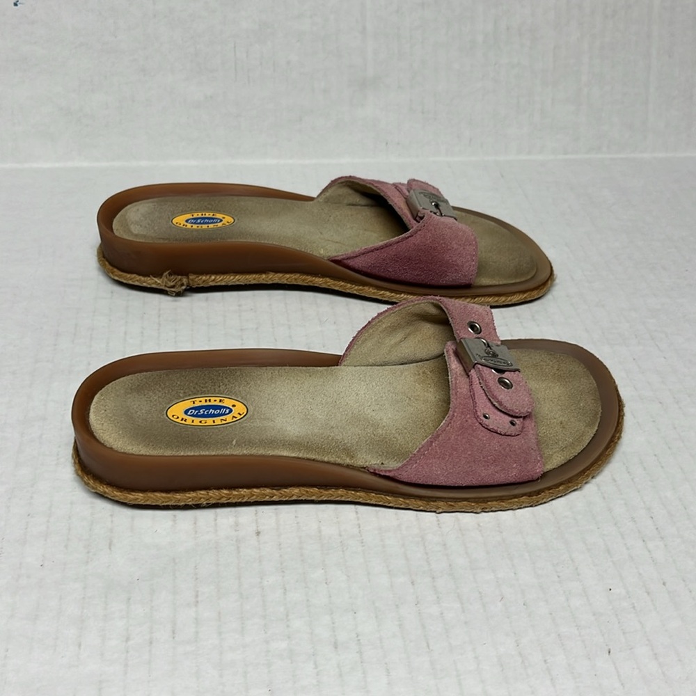 Heaven Dr. Scholl’s Pink Suede buckle Espadrille Slides Vintage Y2K Sandals sz 6 - Picture 5 of 12